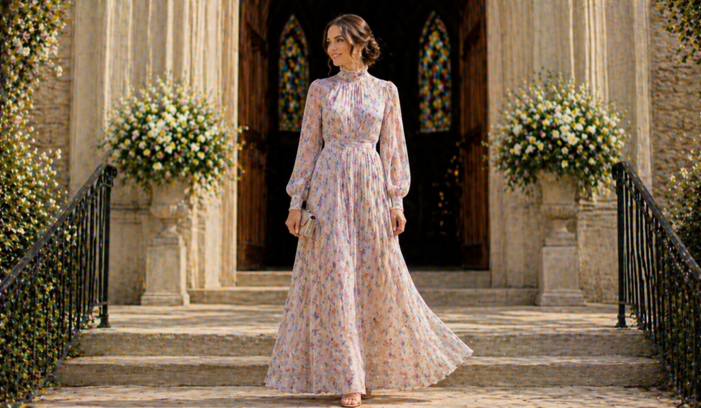 Maxi Dress with High Neckline