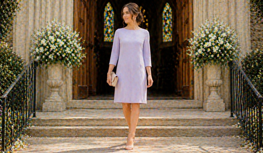 Shift Dress with Three-Quarter Sleeves