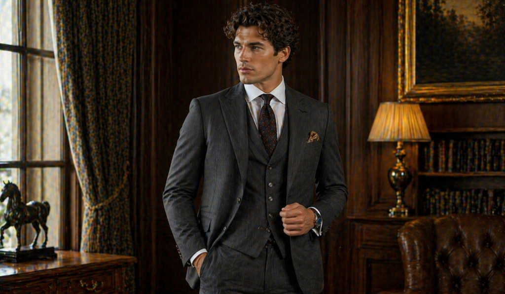 Three-Quarter Suit with Pocket Square