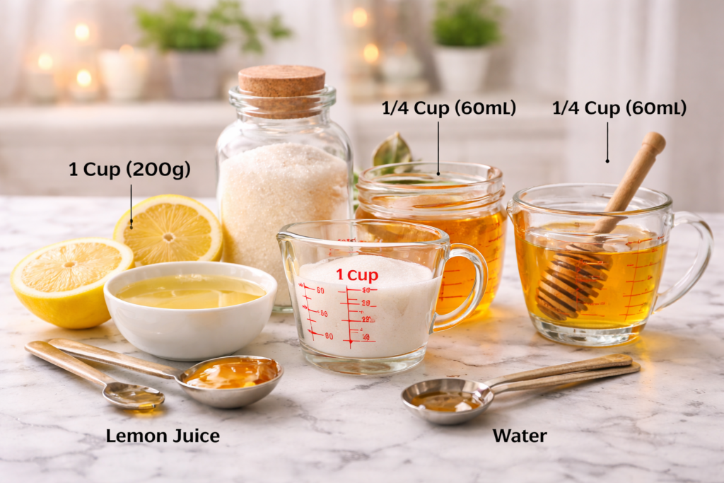Sugar Wax Recipe: Ingredients and Measurements