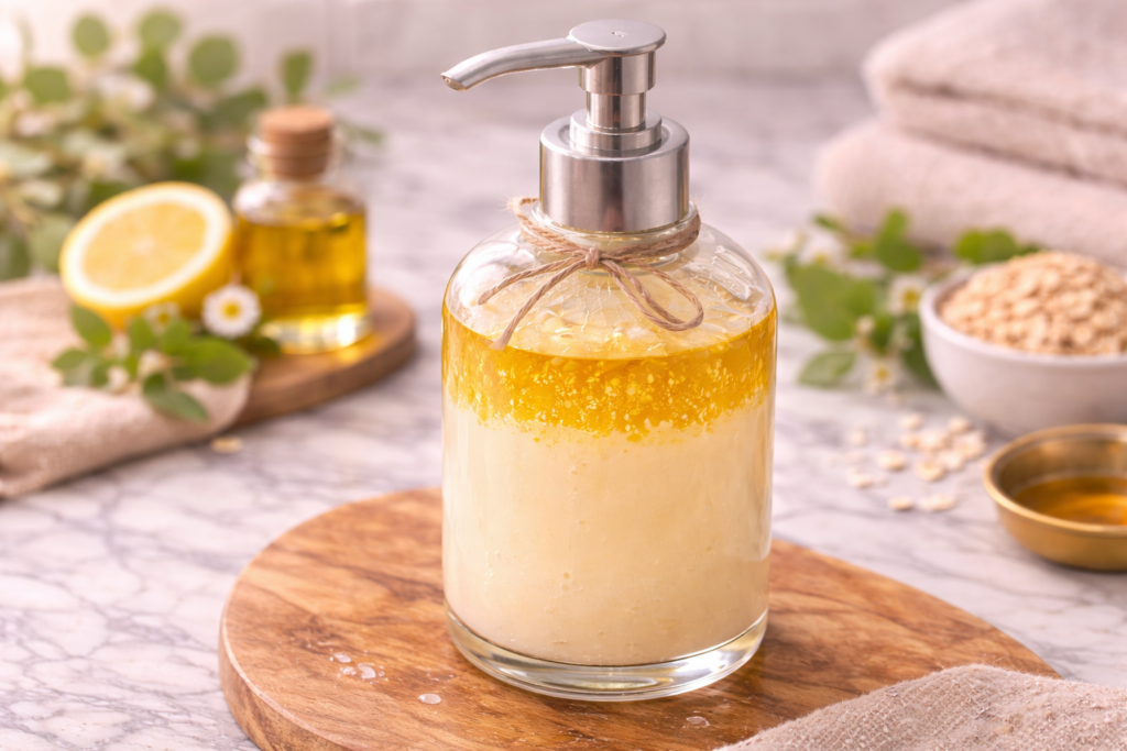 Oils separate from soap