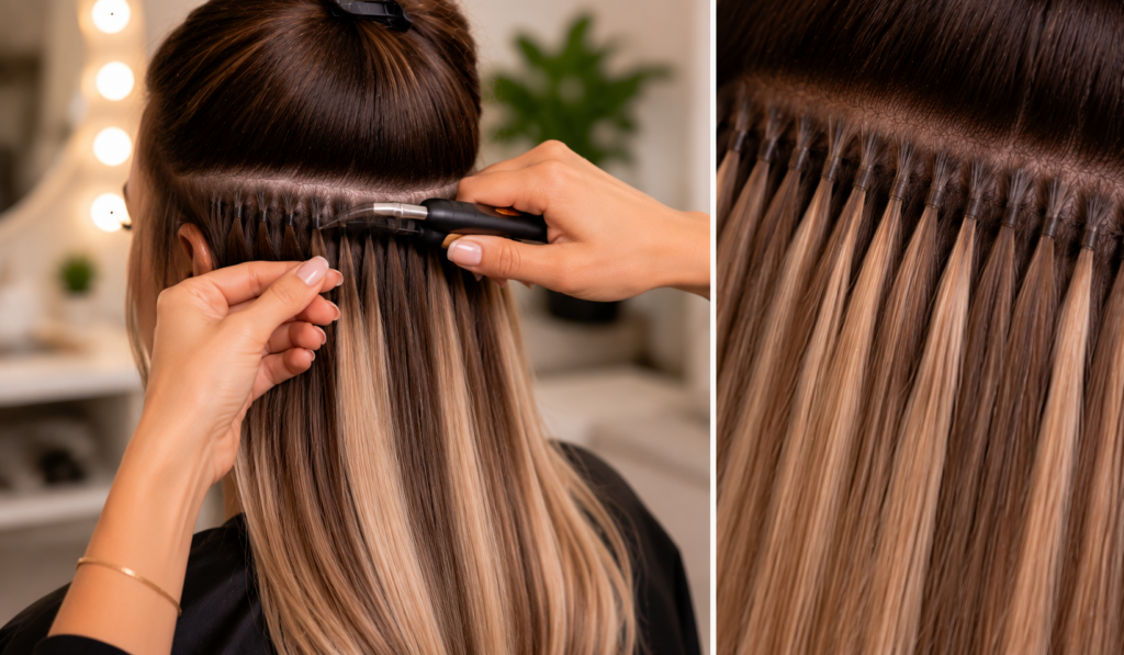 Fusion or keratin bond extensions